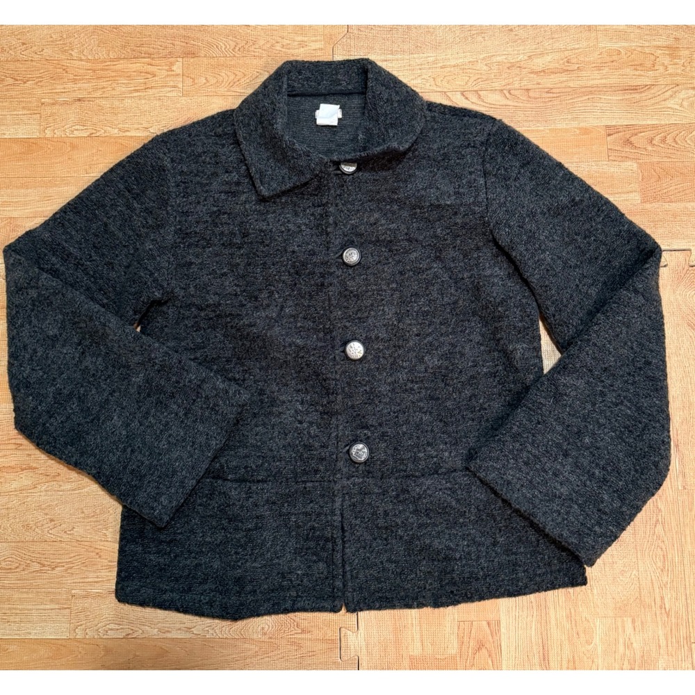 Vintage Lucie Anthropologie Gray Textured Button Front Jacket Small Made in USA